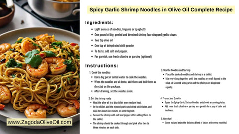 Close-up image of Spicy Garlic Shrimp Noodles, showing plump shrimp and linguine coated in spicy garlic olive oil recipe, garnished with fresh parsley.