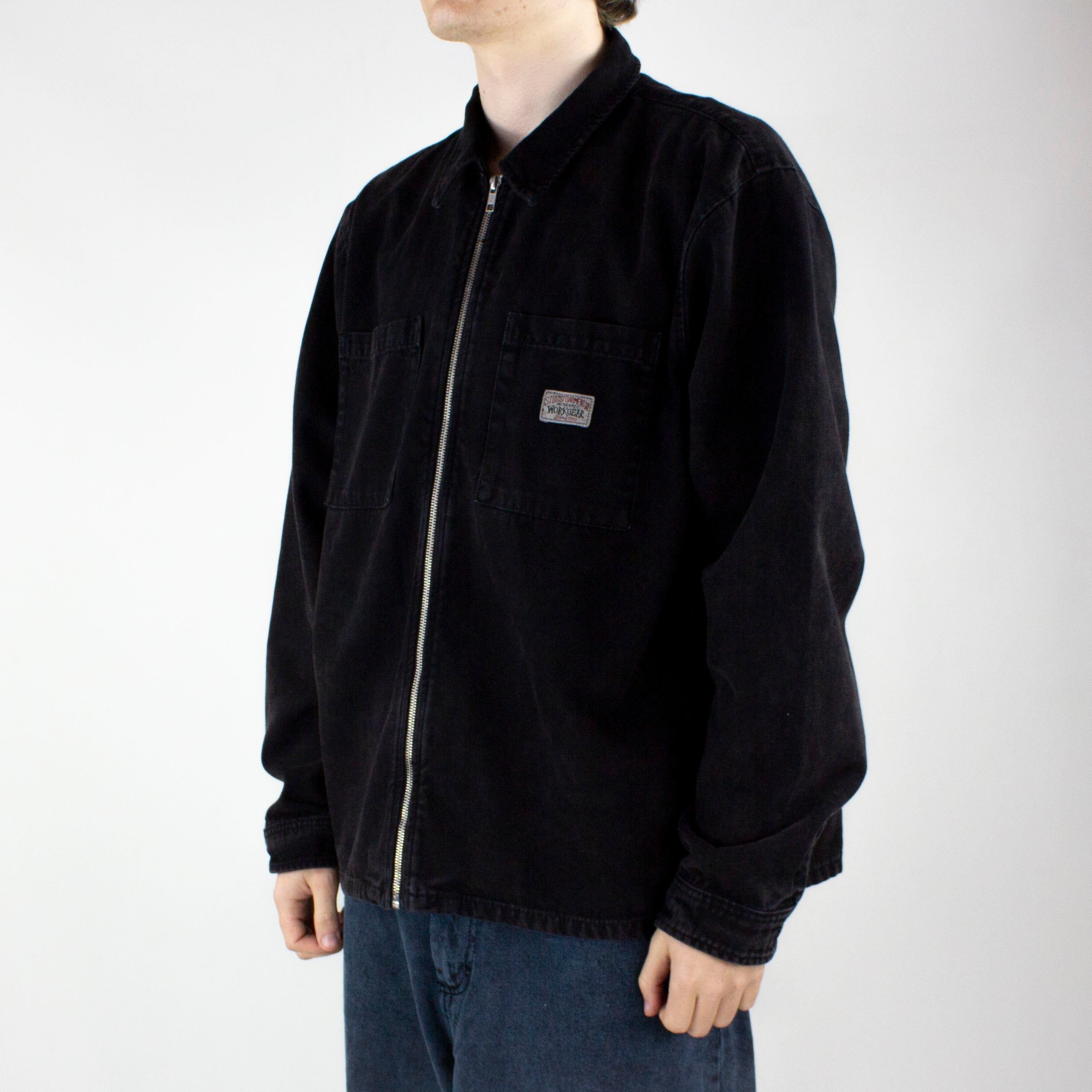 【新品】STUSSY WASHED CANVAS ZIP SHIRT Lサイズ