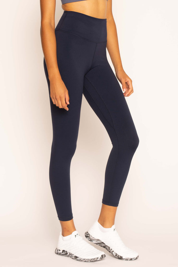 Winning Streak Regular Waist Leggings - Navy Blue Melange