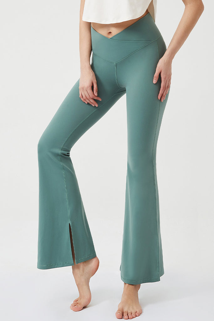 Mondetta Women's High-Rise Flare Pants Activewear Thyme Green Size