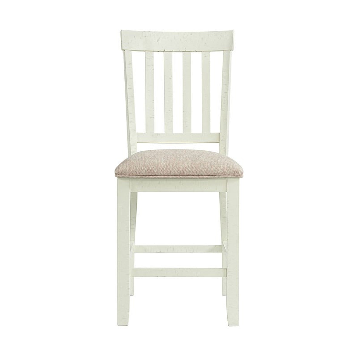 Elements International Stone Counter Height Slat Back Side Dining Chair (Set of 2) in White