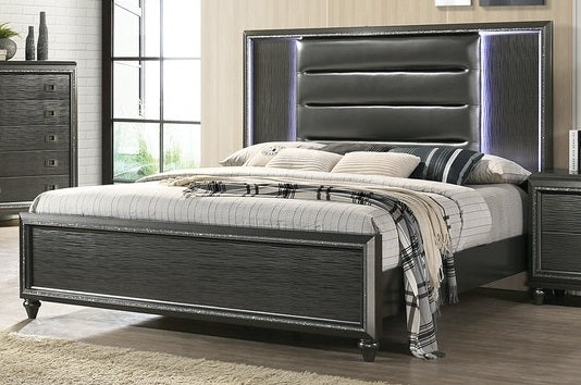 Elements International Moonstone King Panel Bed in Gray