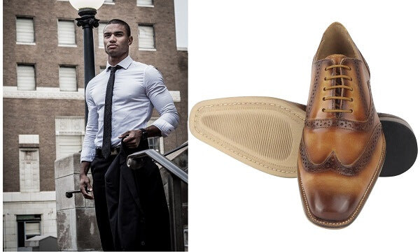 Brown Brogue Shoes with a Black Suit