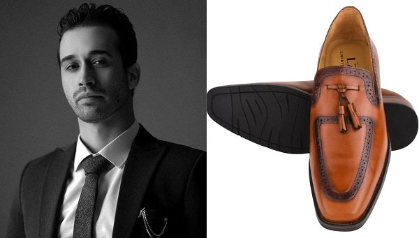 Dark Brown Loafers with a Black Suit