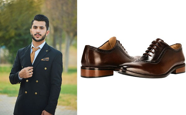 Dark Brown Oxfords With Navy Blue Suits