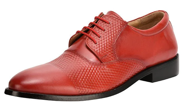 Snazzy Leather Oxford Style Red Dress Shoes With Black Bottom