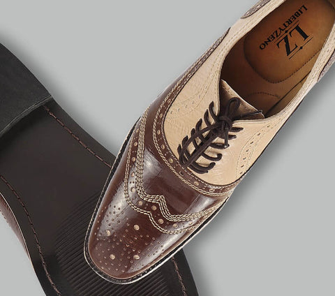 Two Tone Wingtip Dress Shoes for Men