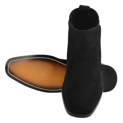 Black Chelsea Boots to go with a Gray Suit