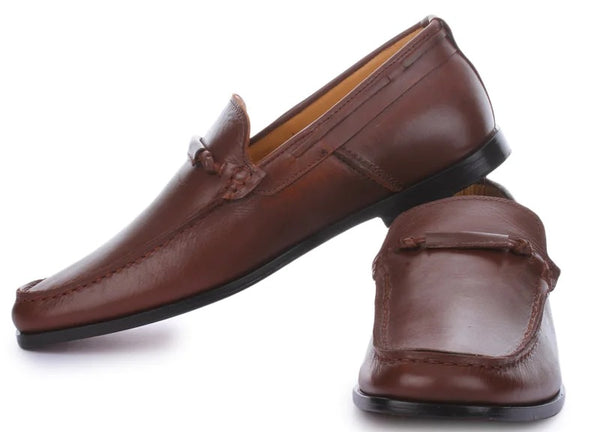 Mocasines de negocios con punta de mocasín de cuero para hombre