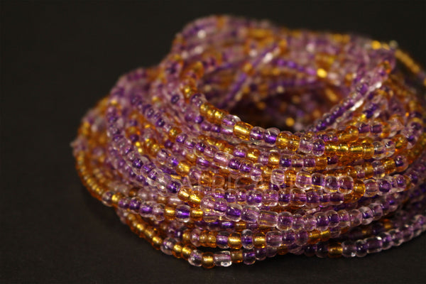 Waist Beads / Afrikanische Taillenkette - IDEHEN - Lila / Gold (elastisch)