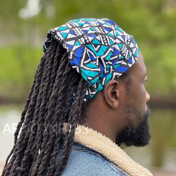 Haarband / Stirnband / Kopfband in Afrikanischer Print - Unisex Erwachsene - Blauw / Türkis
