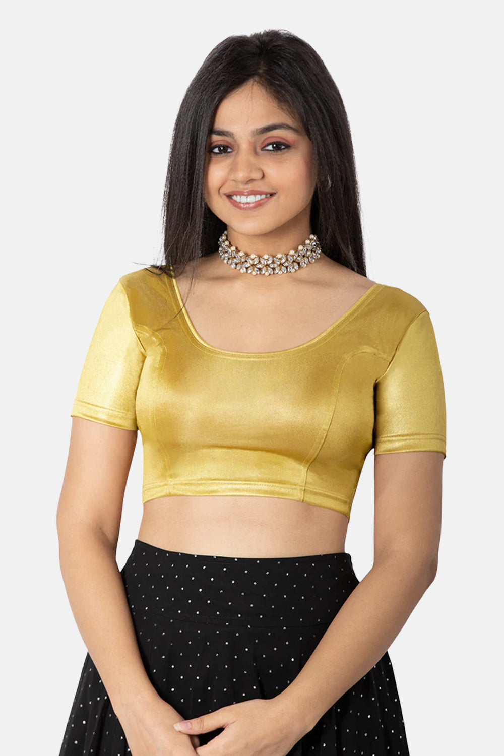 Gold Cotton Blend Blouses : Shop Gold Cotton Spandex Princess Cut