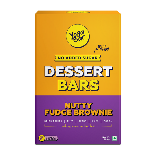 Yogabar Dessert Protein Bar - No Added Sugar Snacks, Guilt Free Chocolate  Fudge Brownie & Nutty Fudge Brownie, Healthy Snacks with Premium Protein  derived from Almonds & Pure Whey