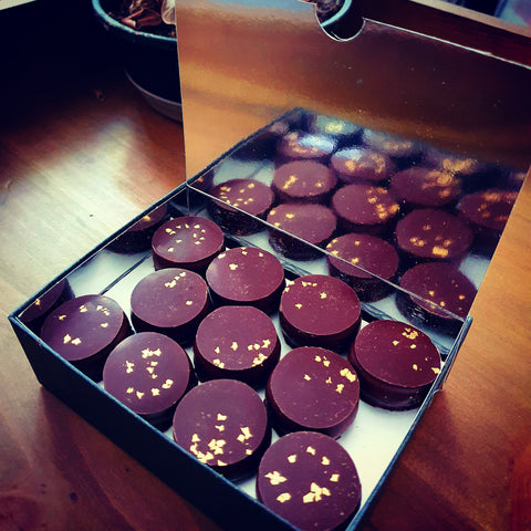 French chocolate bonbons with plain dark ganache, 'Palet D'or'