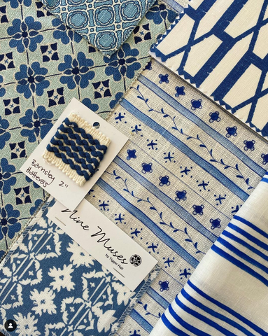 A selection of fabrics in shades of blue