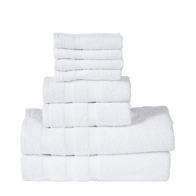 White Classic Luxury White Bath Towel Set - Hotel Soft Cotton 2/Bath 2/Hand  4/Wash - 8 Piece 