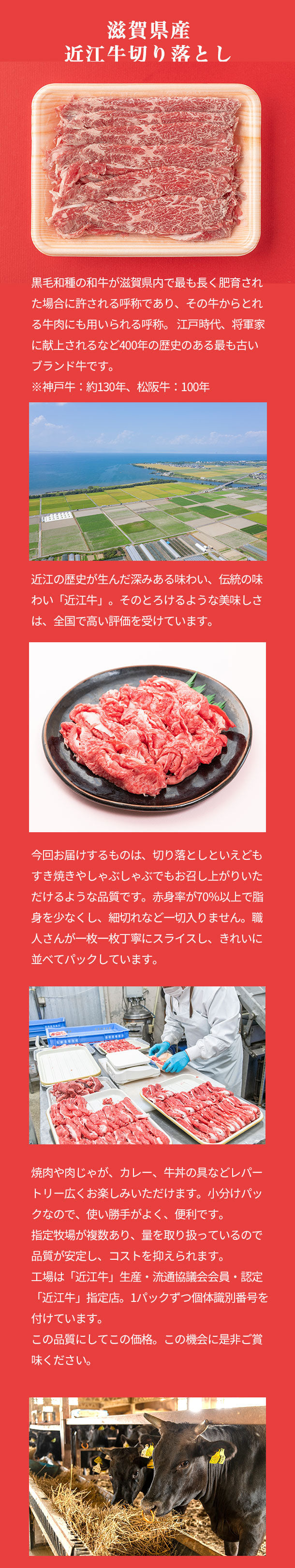 滋賀県産「近江牛切り落とし」250g×4パックの通販｜Kuradashiでフードロス・食品ロス削減！