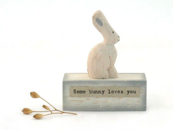 SOME BUNNY LOVES YOU WOODEN BLOCK BY EAST OF INDIA