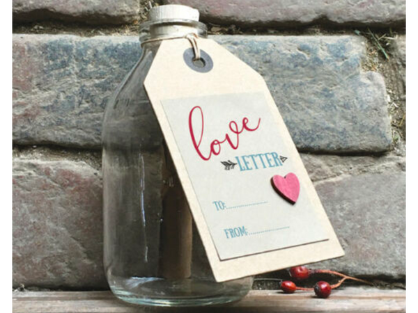 LARGE LOVE LETTER MESSAGE IN GLASS BOTTLE