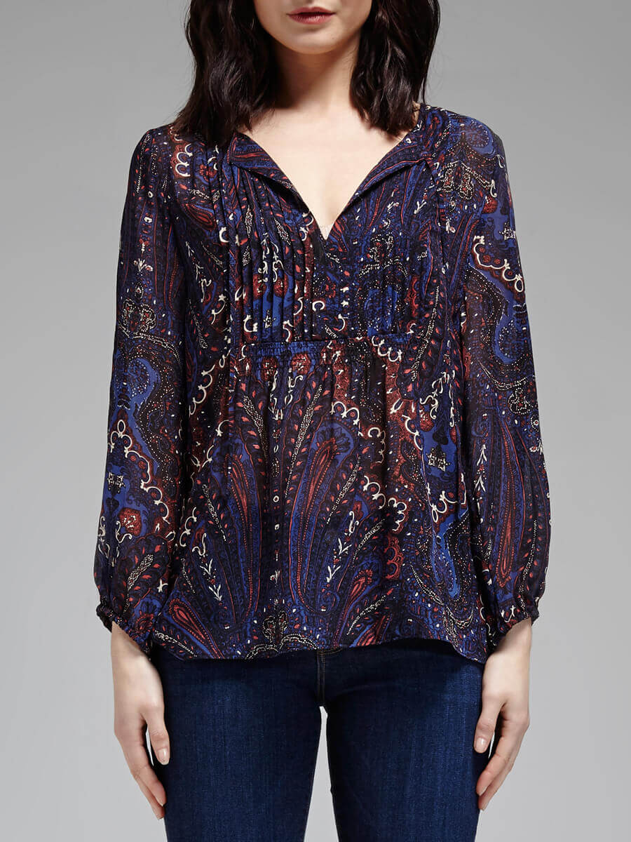 Vandrea Paisley Print Sheer Blouse