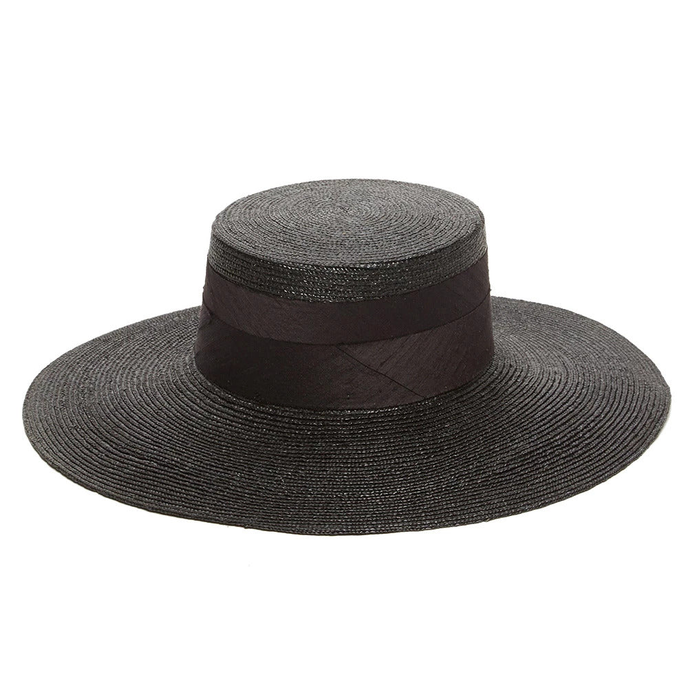 black boater hat