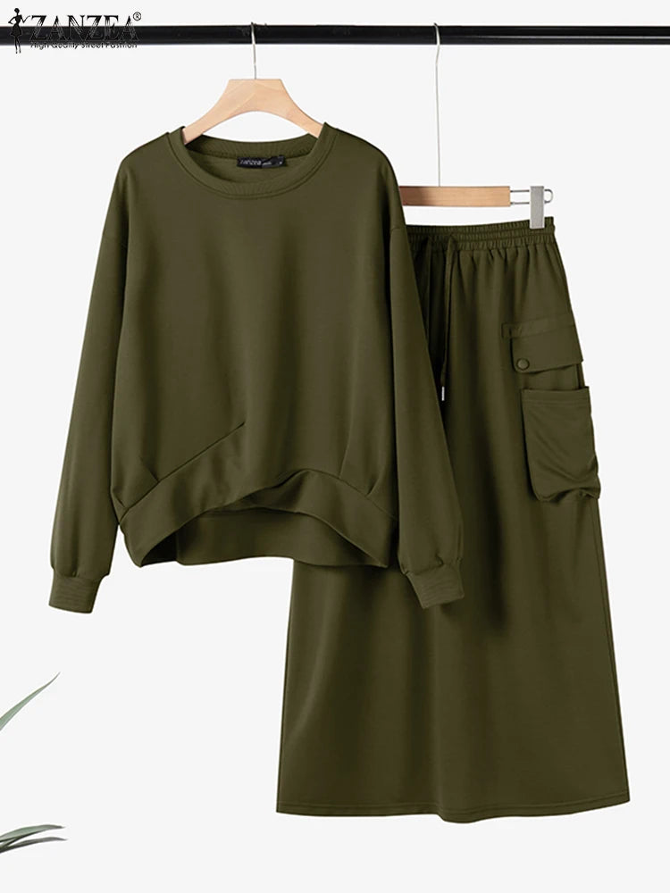 Women Long Sleeve Hoodie Matching Set