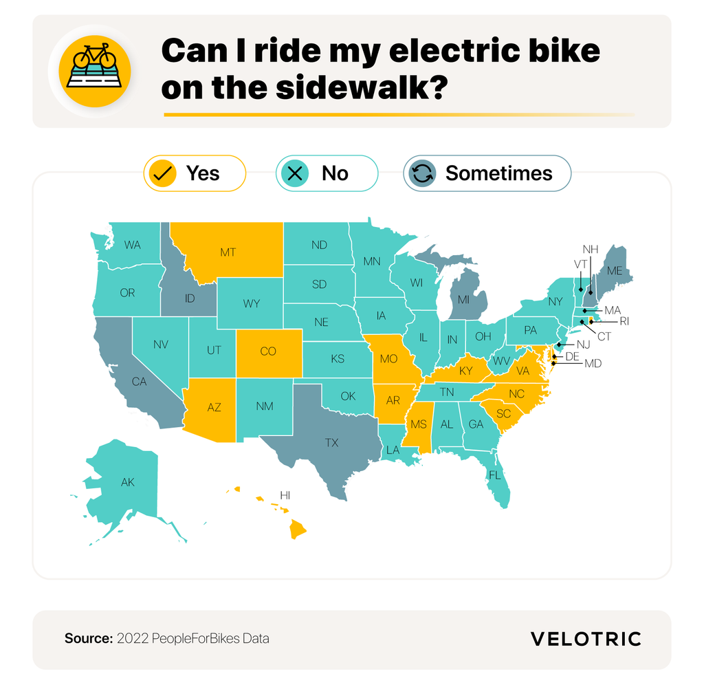 Can I ride my electric bike on the sidewalk? 
