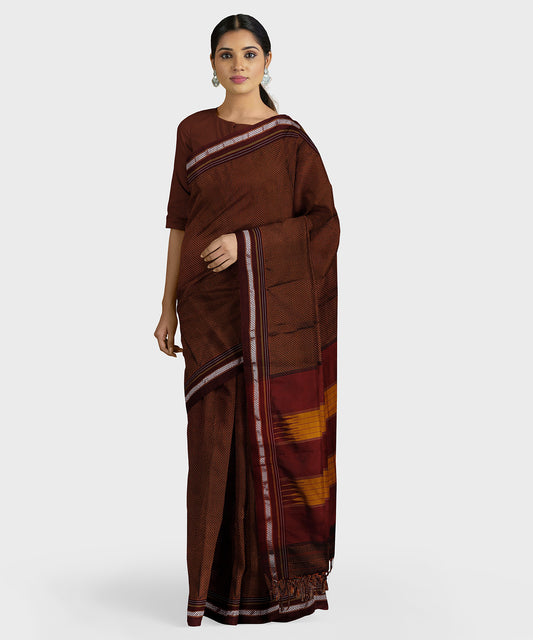 Buy Kokum Women's Mul Tissue Yellow & Maroon Border Saree at Amazon.in