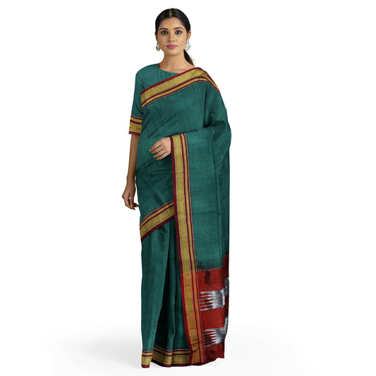 Authentic Ilkal Saree - Green freeshipping - Shreni Samudaya