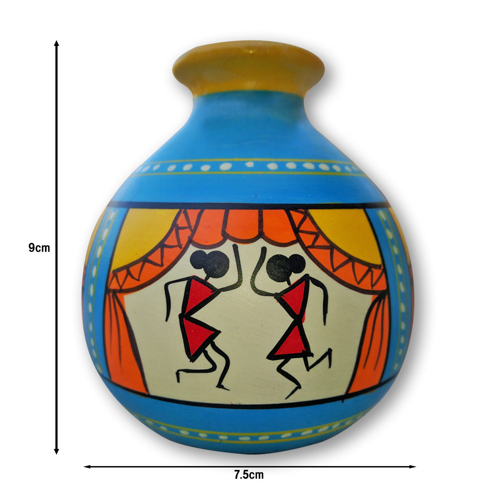 Wooden Pot with Warli Design - Multicolour freeshipping - Shreni ...