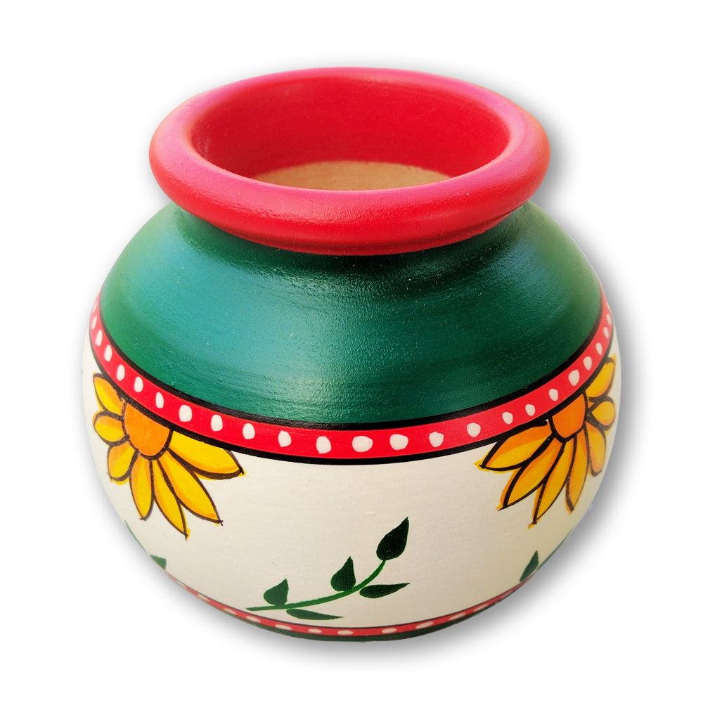 Hand Painted Wooden Pot - Green and White freeshipping - Shreni ...