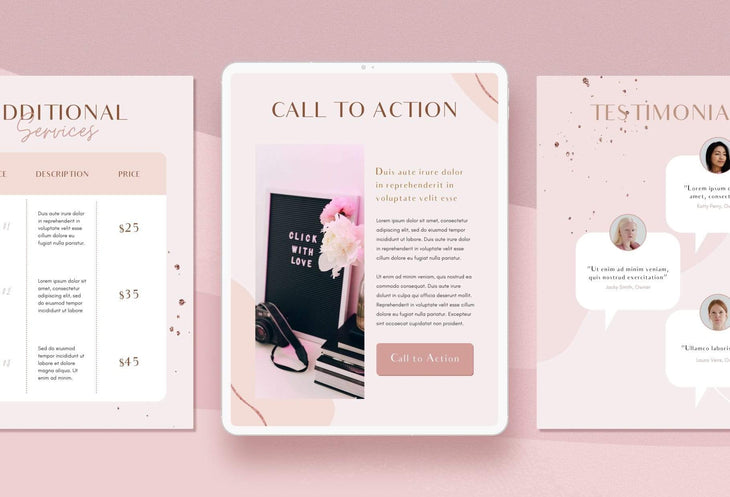 Service and Pricing Guide Editable Canva Template Rose Gold ...