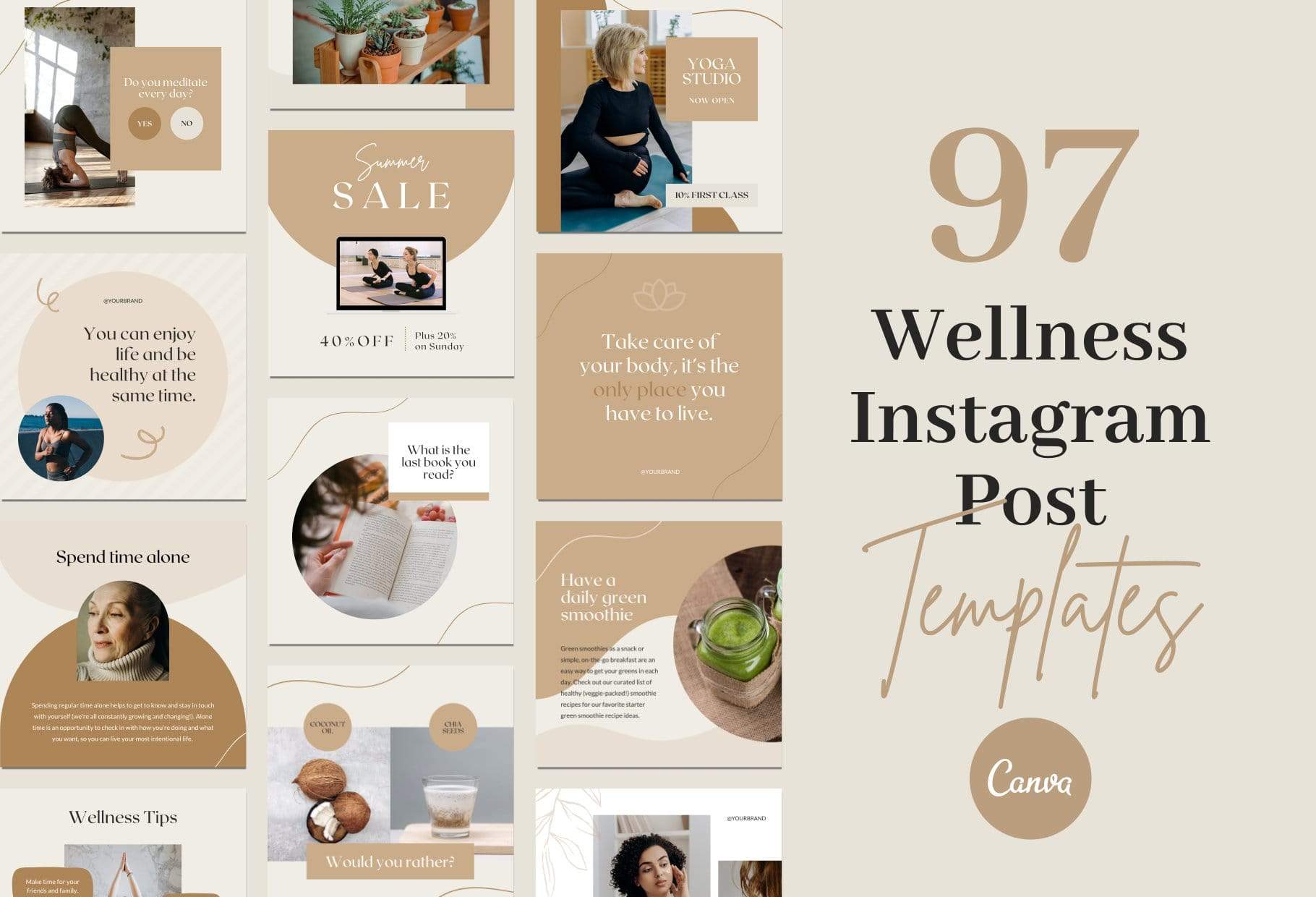 Wellness Coach Canva Templates Bundle 97 Done-for-You Wellness Instagr –  Ladystrategist Shop