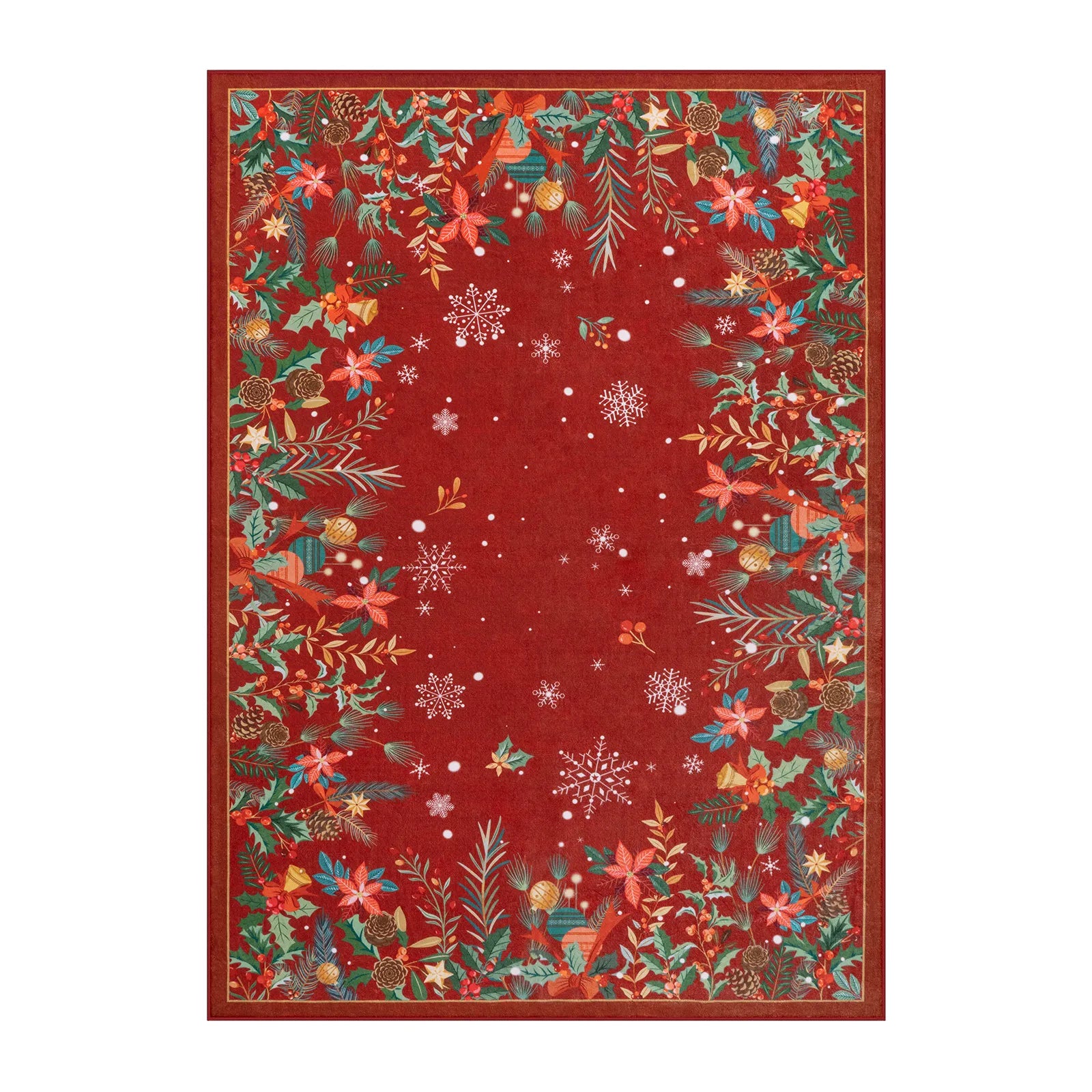 Nolan Christmas Washable Modern Blooming Floral Garden Red Rug