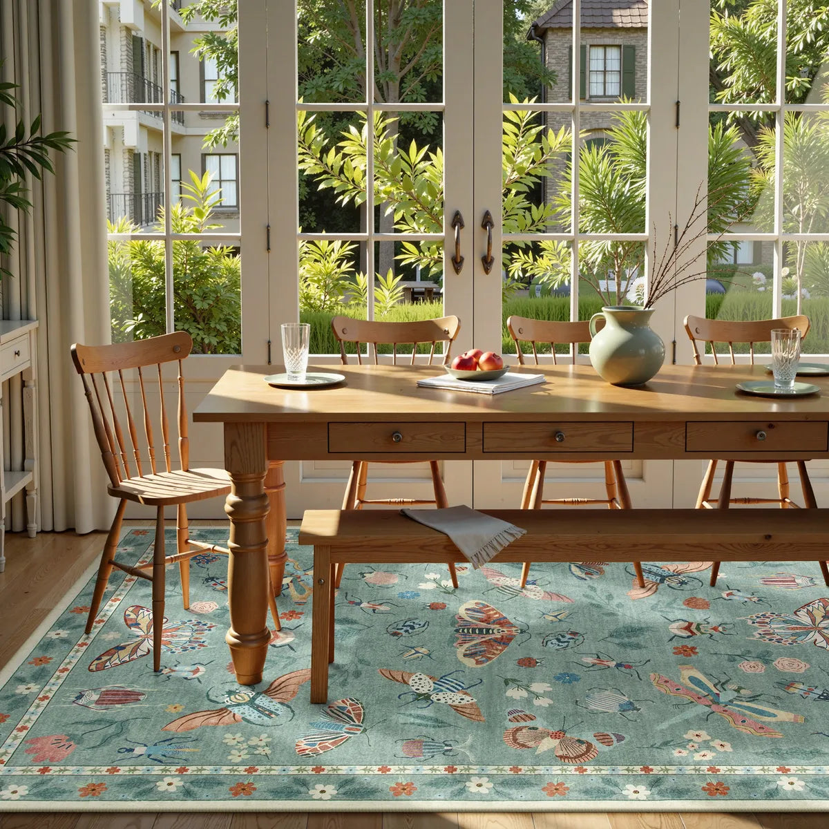 Vionnet Washable Parisian Insect Light Green Rug