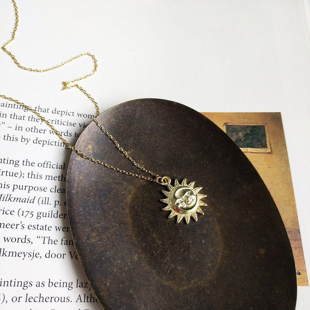 Korean version ornament 925 Sterling Silver Necklace moon design gold necklace Necklaces BGSuperDeals Strange Sun 