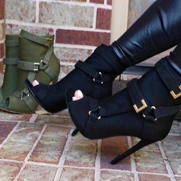 back zip peep toe stiletto heel ankle boots – onekiko