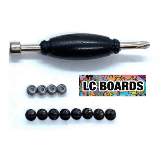 LC BOARDS Fingerboard 98x34 Complete Supreme LV Black Trucks Black Wheels  Grip