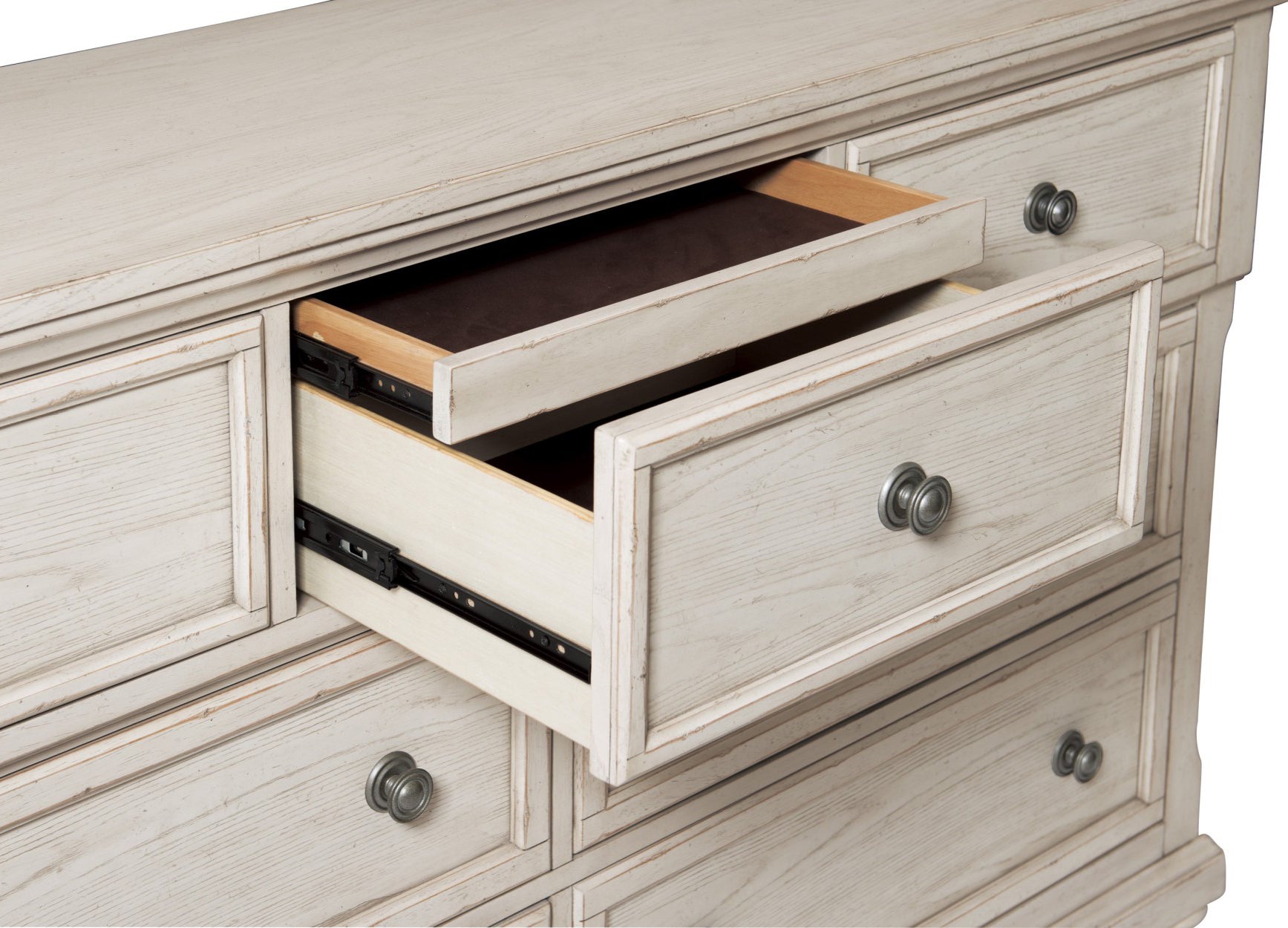 Homelegance Bethel Wire-Brushed White 7 Drawer Dresser and Mirror Set - 2259W-5-6