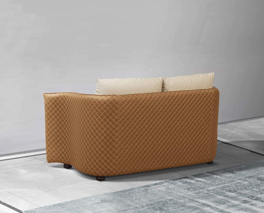Makassar Loveseat in Beige & Orange Italian Leather - EF-52552-L: European Furniture at Its Finest