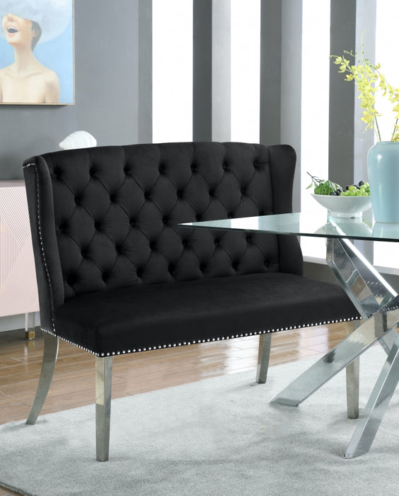 Meridian Furniture - Suri Velvet Settee Bench in Black - 810Black