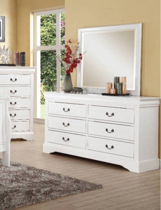 Acme Furniture - Louis Philippe III Wood Dresser with Mirror Set in White - 24505-04