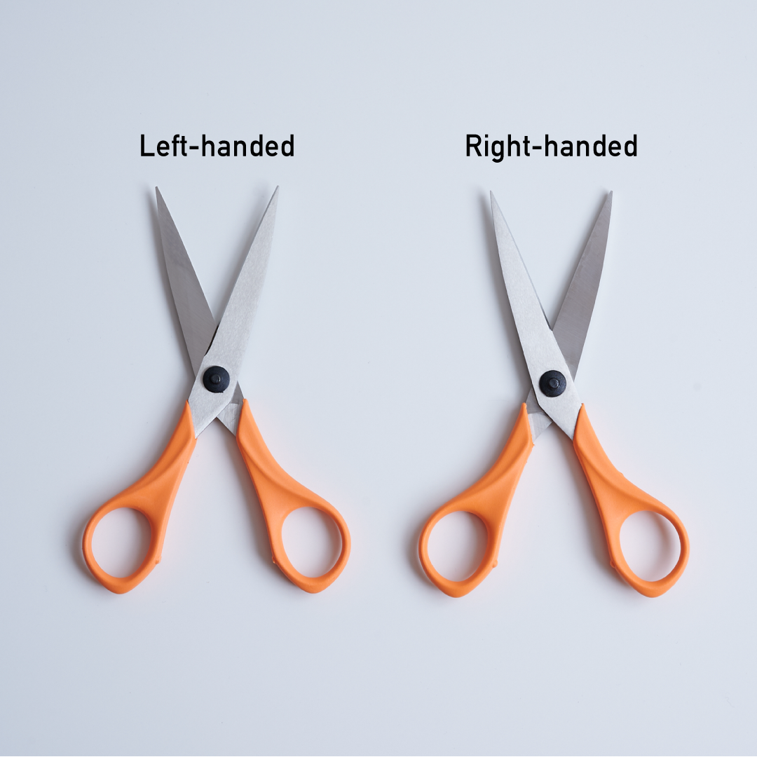 Left-handed scissors and Right-handed scissors side by side