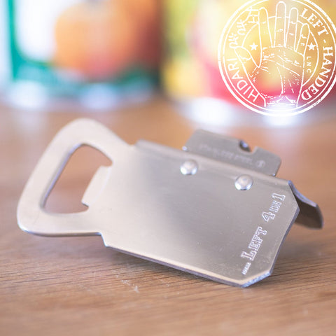 Left-Handed Can Opener with Orange handles.