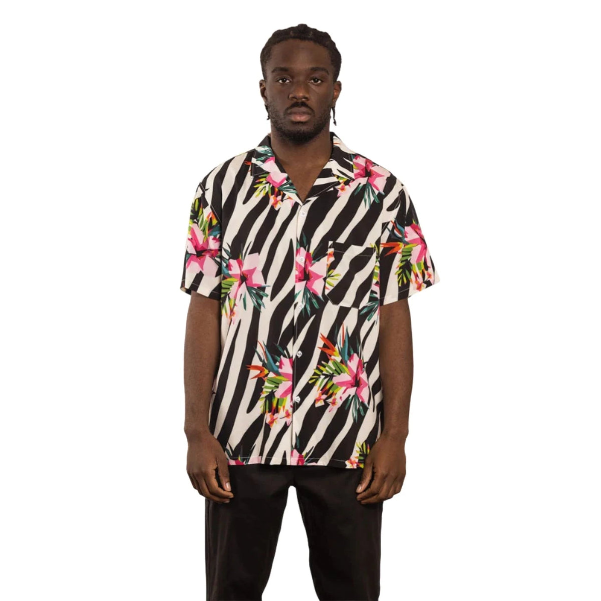 'Duvin' Zebra Floral Buttonup Shirt - Lightweight Stretch – Reach E-Shop