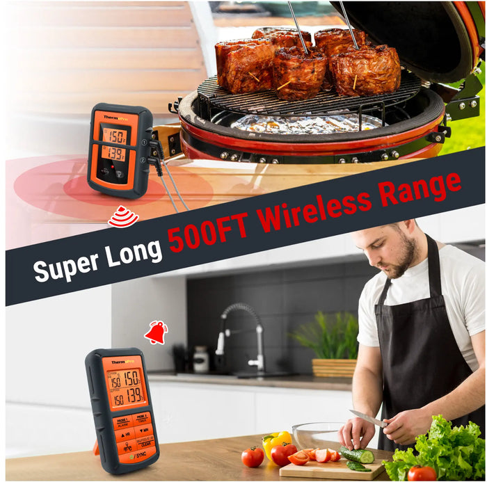 ThermoPro TP25 150M Wireless Smart Bluetooth-Connected Kitchen Cooking Meat  Thermometer 4 Probes BBQ Oven Digital