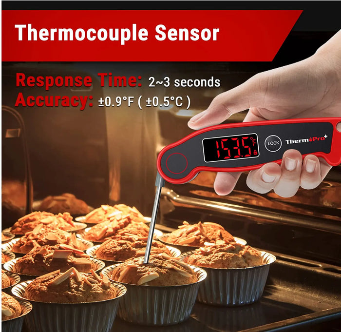 ThermoPro TP610W Waterproof Dual Probe Meat Thermometer with Alarm Programmable and Rechargeable Instant Read Food Thermometer w/ Rotating LCD Screen