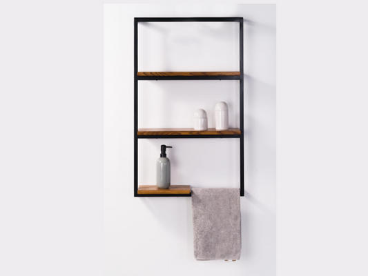 Metal Bathroom Shelves - Black or White Metal Finish