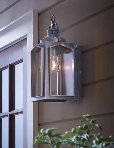 1-Light Charred Iron Outdoor Wall Lantern Sconce