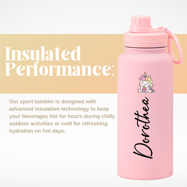 Personalised Yellow 500ml Thermos Insulated Water Bottle Like Chillys bottle